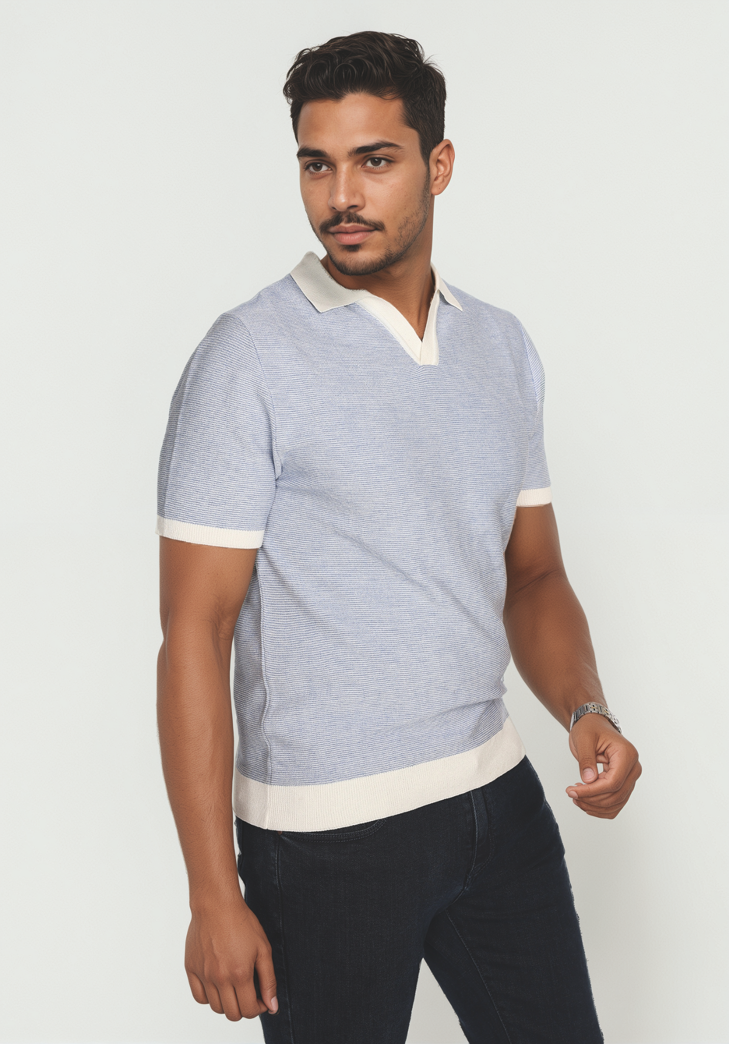 Polo Giomi Tricot Bleu Ciel
