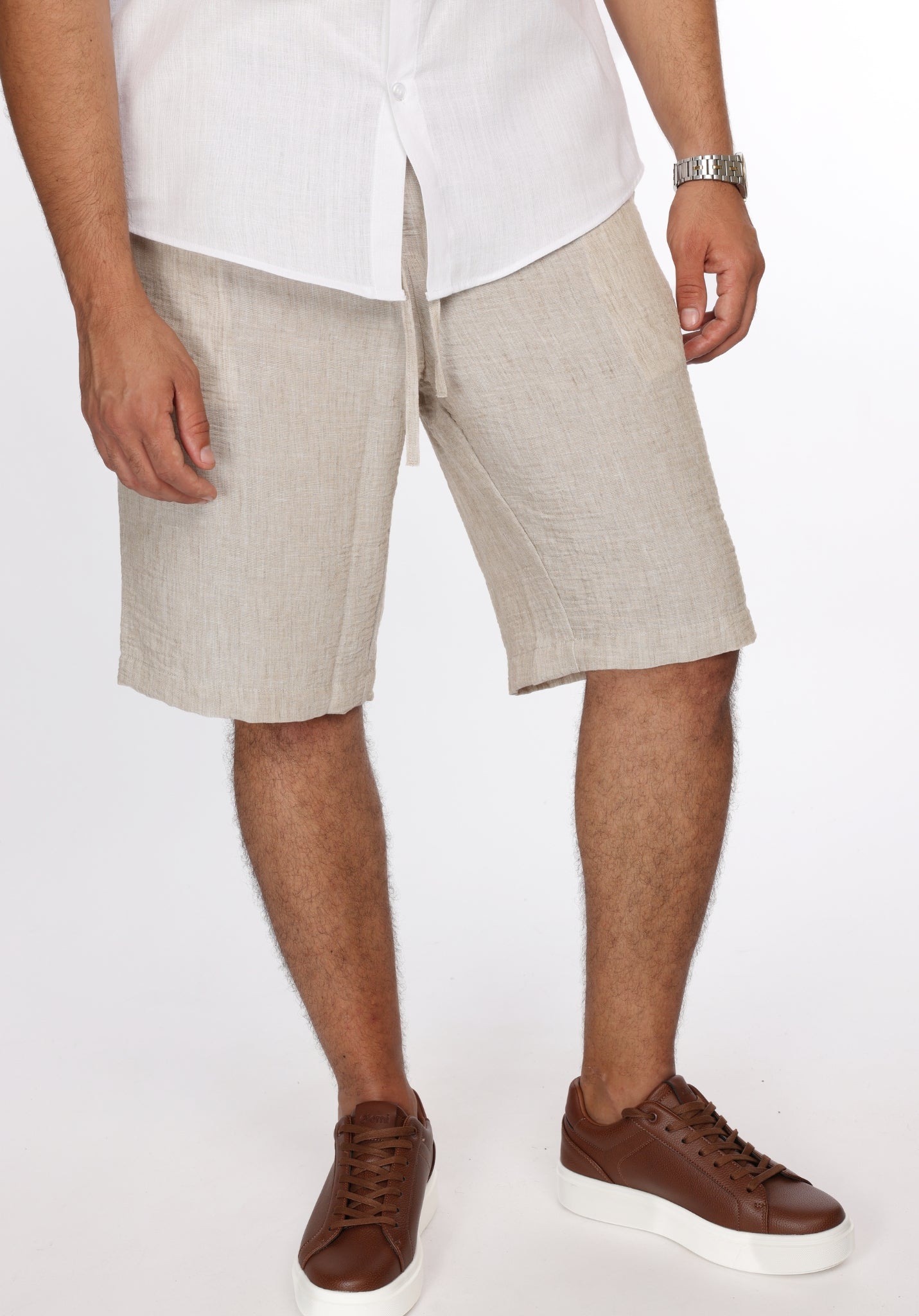 Bermuda GIOMI beige clair en Lin