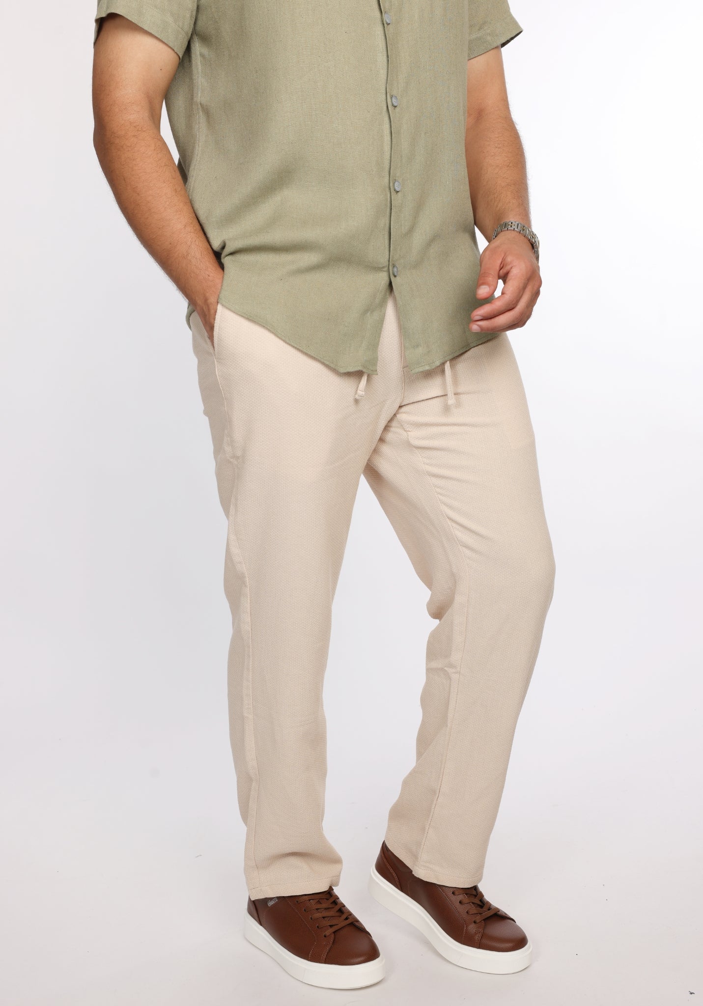 Pantalon en Lin GIOMI Beige Naturel