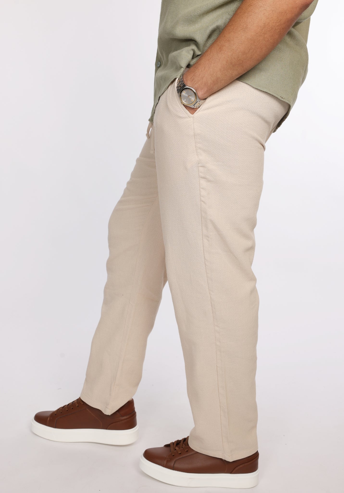 Pantalon en Lin GIOMI Beige Naturel