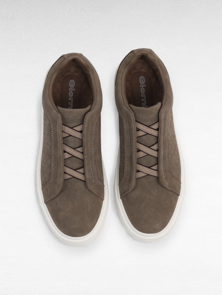 Baskets Kaki Nubuck Matelassé Quadrillé
