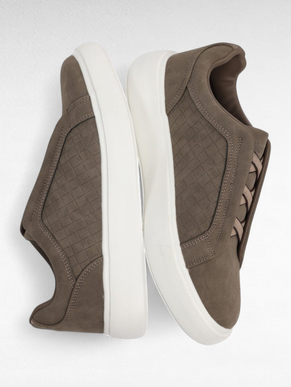 Baskets Kaki Nubuck Matelassé Quadrillé