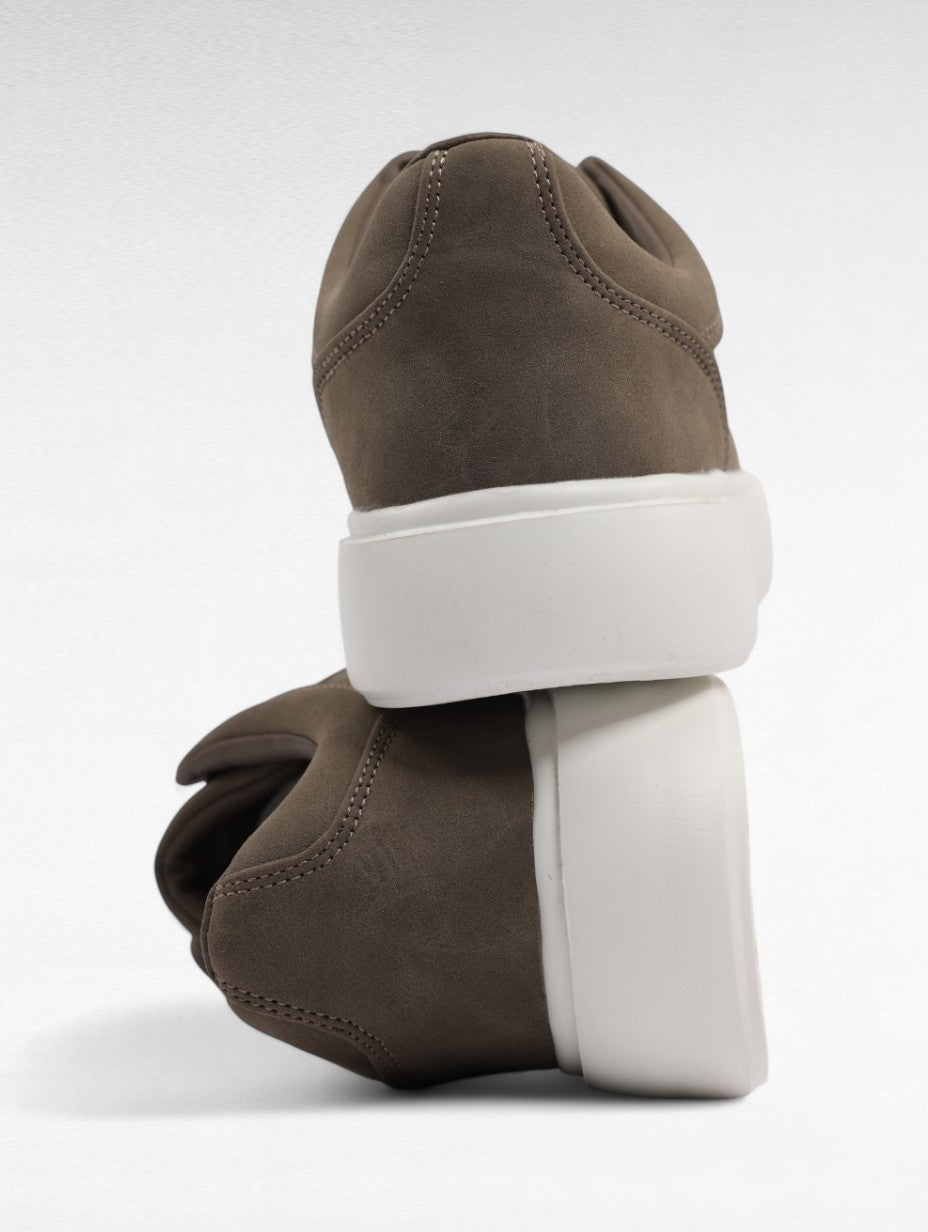 Baskets Kaki Nubuck Matelassé Quadrillé