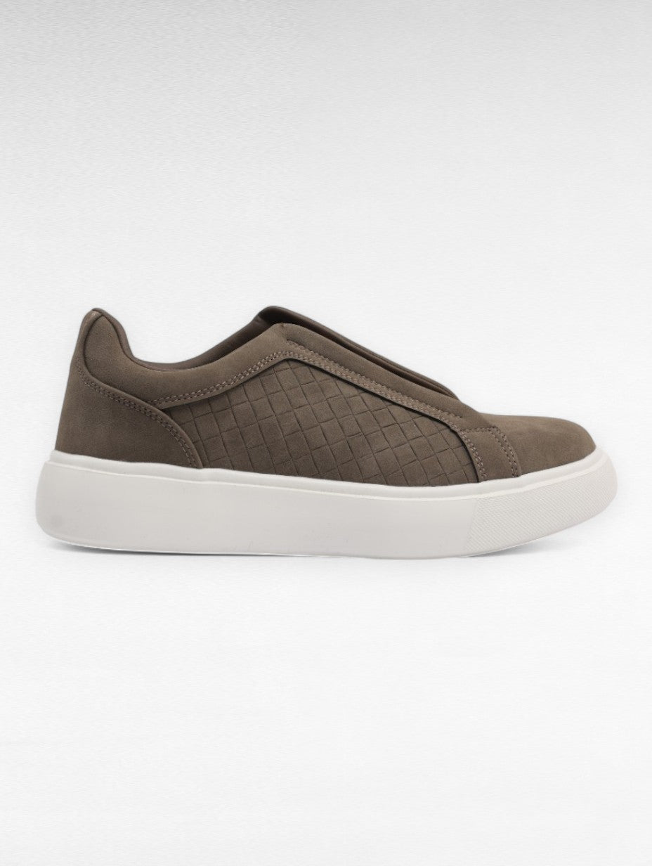 Baskets Kaki Nubuck Matelassé Quadrillé