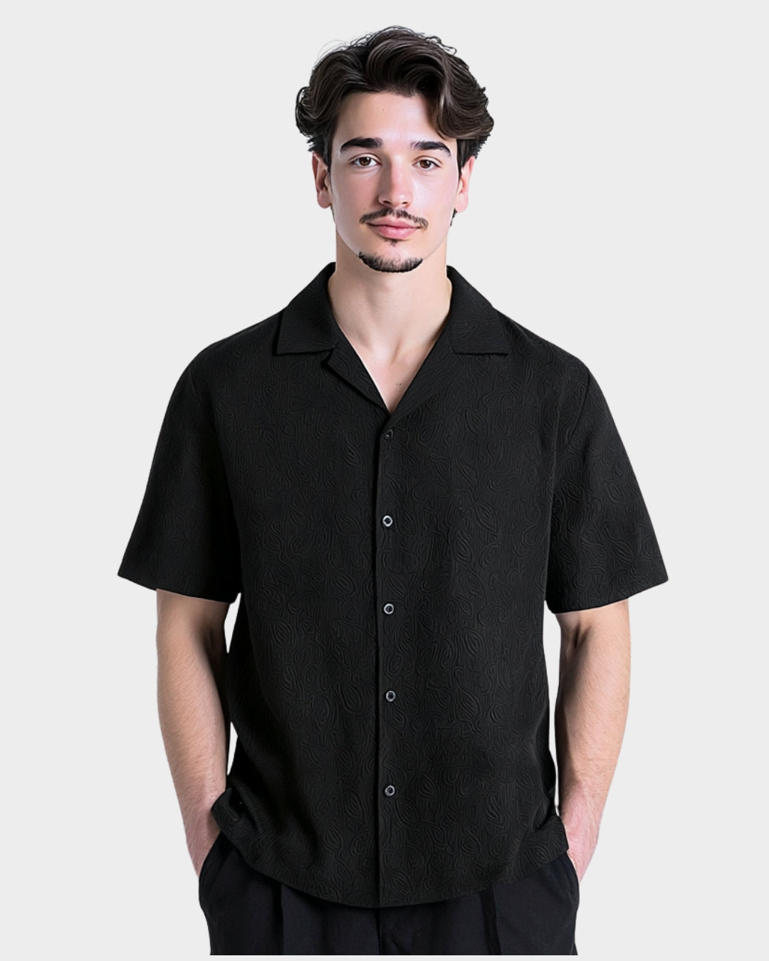 Chemise Noire Homme à Manches Courtes