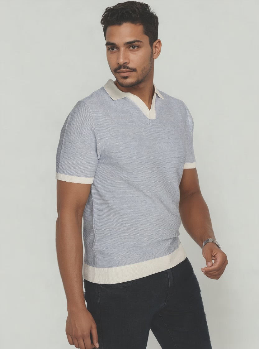 Polo Giomi Tricot Bleu Ciel